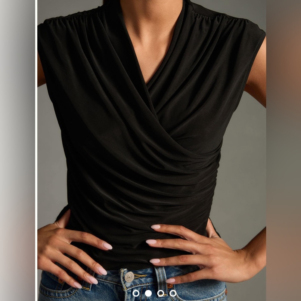 By Anthropologie Ruched V-Neck Drape Tank